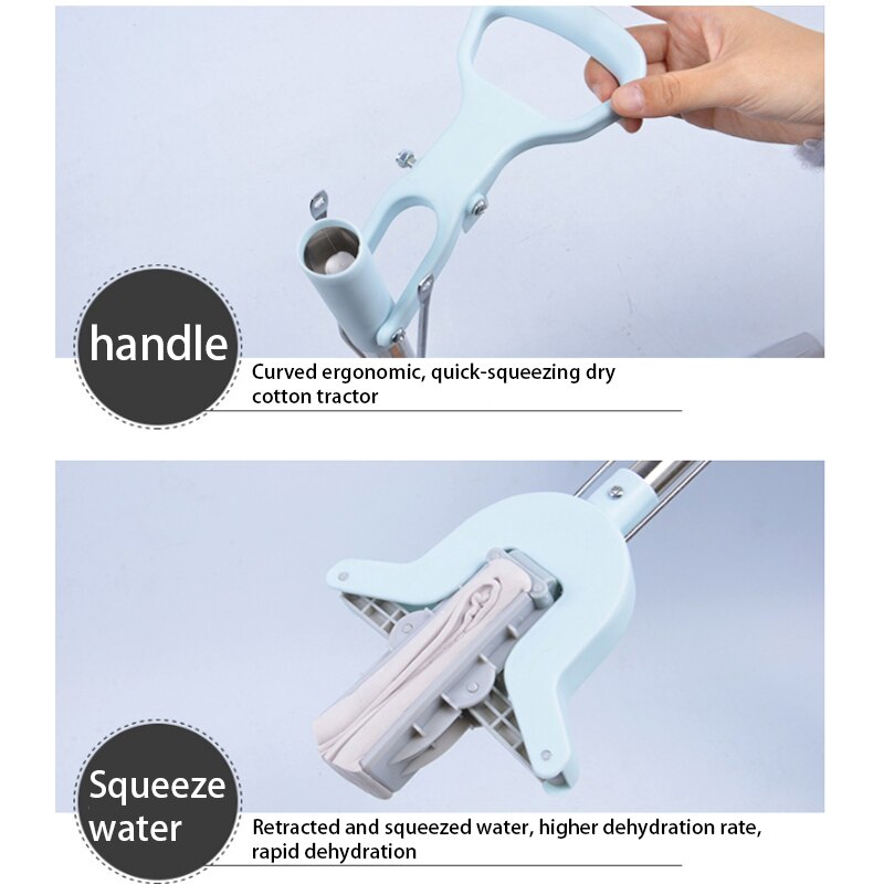 Sponge Mop Stainless Steel Telescopic Handle Strong Absorbent Sponge Hand Free Wringing Floor Mop Home Bathroom Kitchen Clean