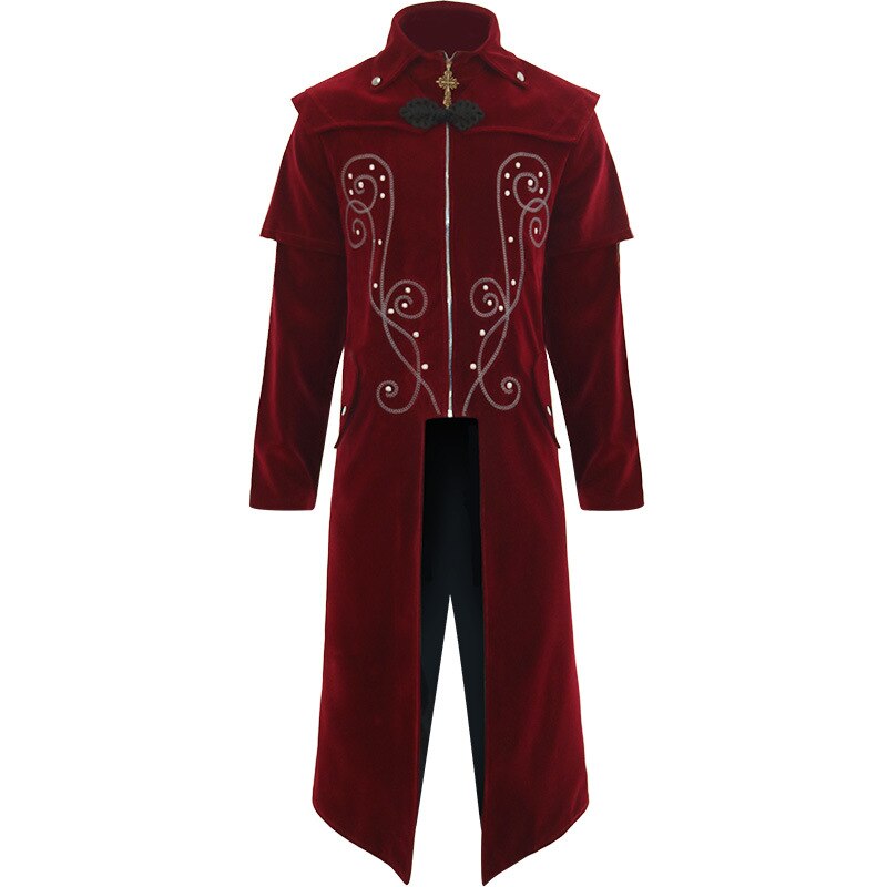 Para hombre Steampunk Vintage chaqueta FRAC gótico victoriano vestido capa uniforme Medieval Retro chaquetas abrigo de Halloween del traje de Cosplay
