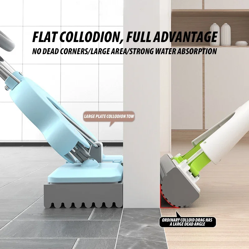 Handsfree Spons Mop voor Knijpen Water Huishoudelijke Mop Schoon Water Absorberende Mop Keuken Badkamer Schoonmaken Vloer Veegmachine