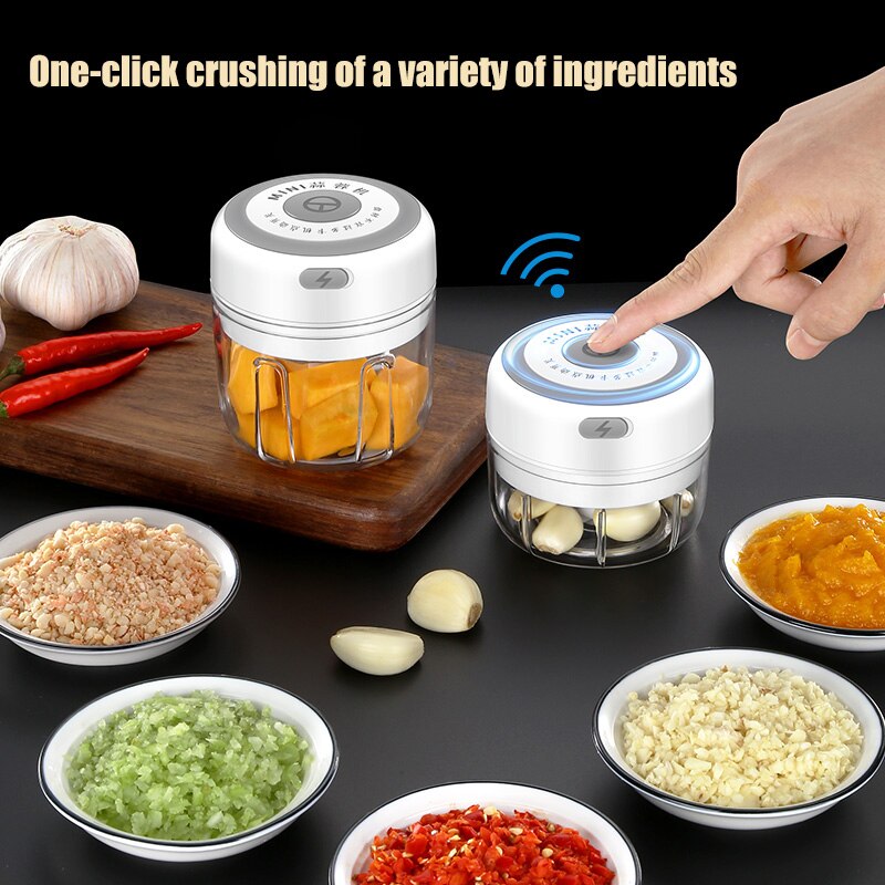 100/250/300ml Mini Electric Garlic Masher USB Charging Vegetable Garlic Press Wireless Smart Electric Kitchen Food Meat Chopper