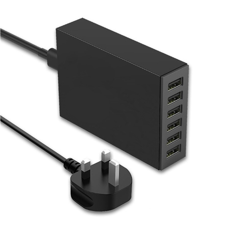 ILEPO-cargador de pared Universal para teléfono móvil, dispositivo de carga rápida con 6 puertos USB, HUB Multi USB QC 3,0, 60W, para iPhone 12: White / UK plug