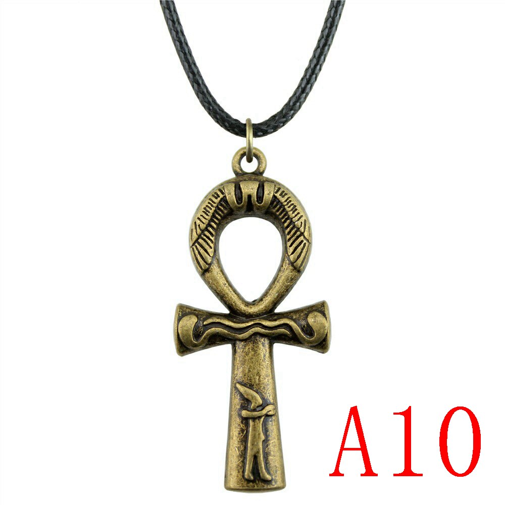 Collana con ciondolo a croce Ankh per gioielli moda donna regalo: 1pcs-A10-43x19mm