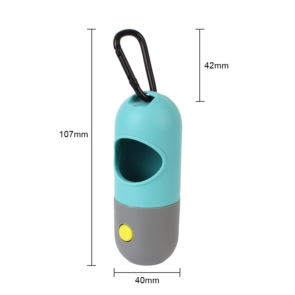 Distributeur Portable de sacs à merde pour chiens, sac à ordures pour animaux de compagnie, en forme de Capsule, avec lumière LED, ramassage de toilette pour chiens, fournitures