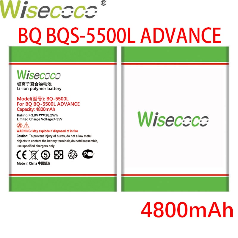 Wisecoco 4800mAh Replacement Battery for BQ BQS-5500L Advance Smartphone - Li-ion