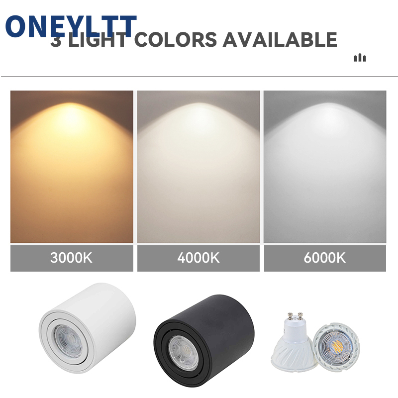 Spotlight  gu10 -armatur rund led-påbygget loftspotlight  gu 10 halogenpære cylinderformet nedadrettet lampearmatur 220v