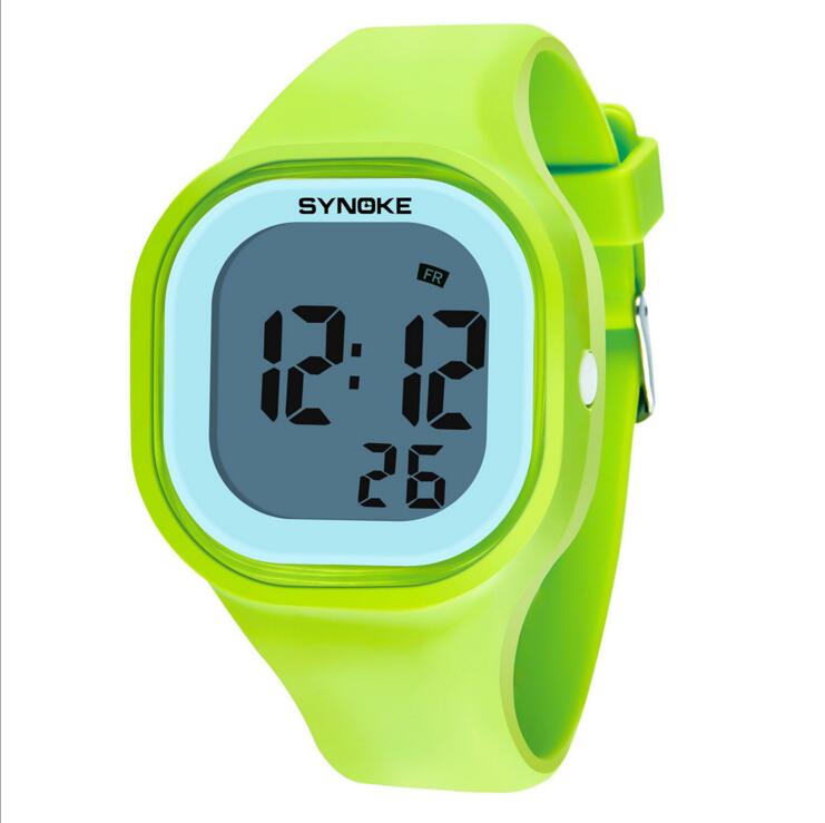 SYNOKE mannen vrouwen Kids Elektronische Horloges Meisjes Effen Klok Horloges Kleur Horloges Repeater Waterdichte Digitale Horloge: L