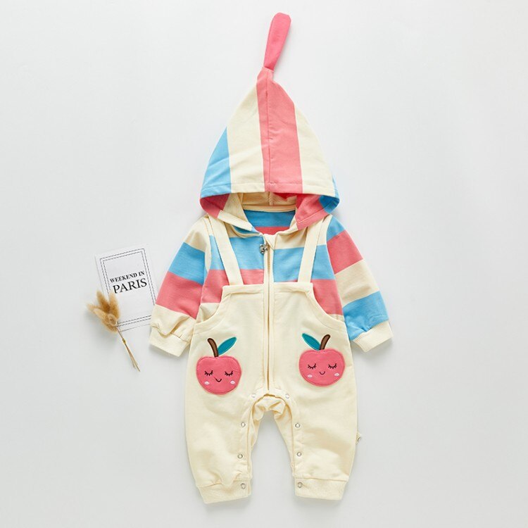 HIPAC Newborn Baby Girls Boys Romper Striped Long Sleeve Jumpsuit Infant Babies Clothes Outfits Pure Cotton Cartoon Jackets: purple / 73