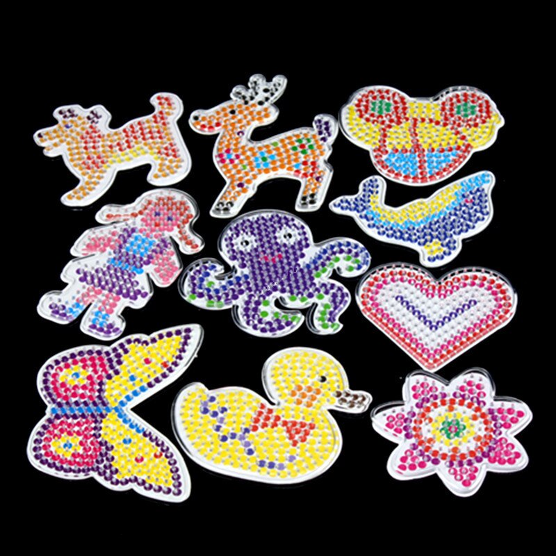 10 pc Puzzel Pegboards Patronen met gekleurd papier Voor 5mm Hama Perler Kralen DIY Kids Craft Plastic Stencil kind zekering kraal Speelgoed