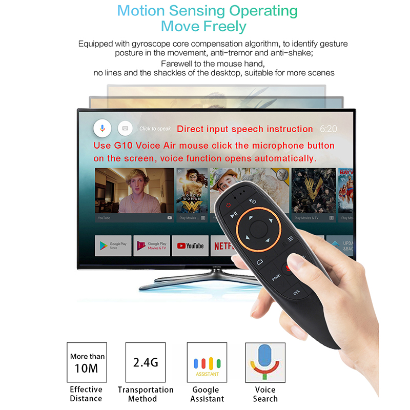 G10s odpowiednio zaplanować podróż Air Mouse bezprzewodowy 2.4GHz Mini Gyro pilot zdalnego sterowania dla Tv Box z androidem z funkcją sterowania głosem dla Gyro Sensing gry