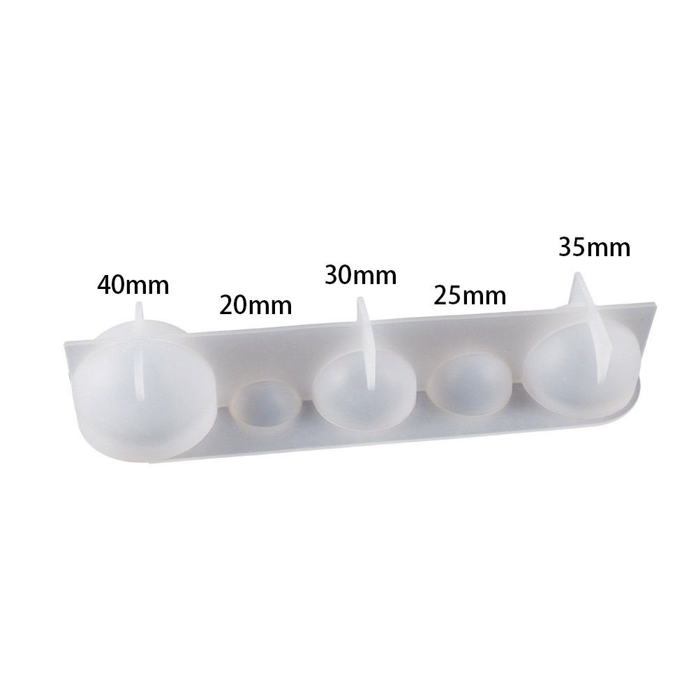 20 25 30 35 40 mm Moldes de esfera de 5 cavidades para resina Bola redonda Molde de resina Molde de orbes de silicona para fabricación de joyas