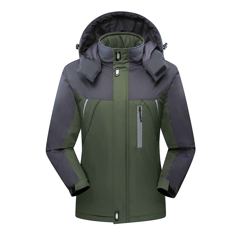 Ski Jacket Men Winter Outdoor Sports Hiking Windproof Waterproof Fleece Jackets Male Plus Size Warm Skiing Snowboarding Jackets: Army green / XXL