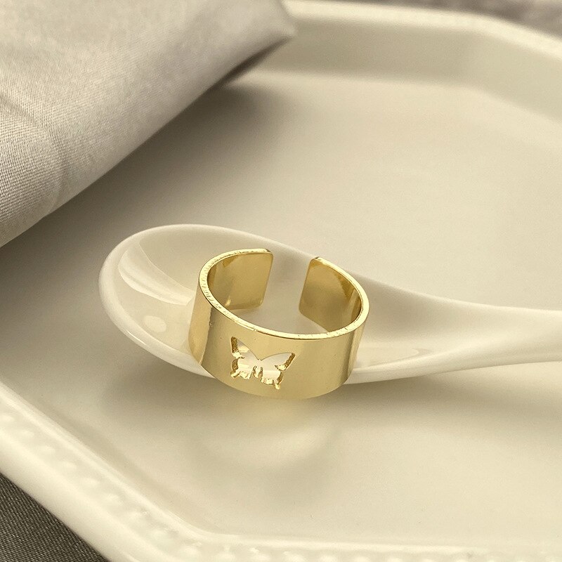 Vintage Vlinder Ringen Paar Bijpassende Ring Set Open Manchet Fijne Voor Vrouwen Mannen Engagement Wedding Rings Verstelbare Sieraden