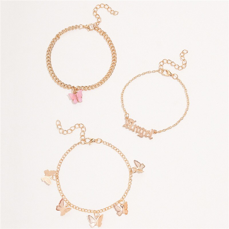 Modyle-Bracelet de cheville papillon pour femmes, chaîne couleur or, Bracelet de cheville angulaire du pied, cheville de plage, bijoux bohème, nouvelle ,