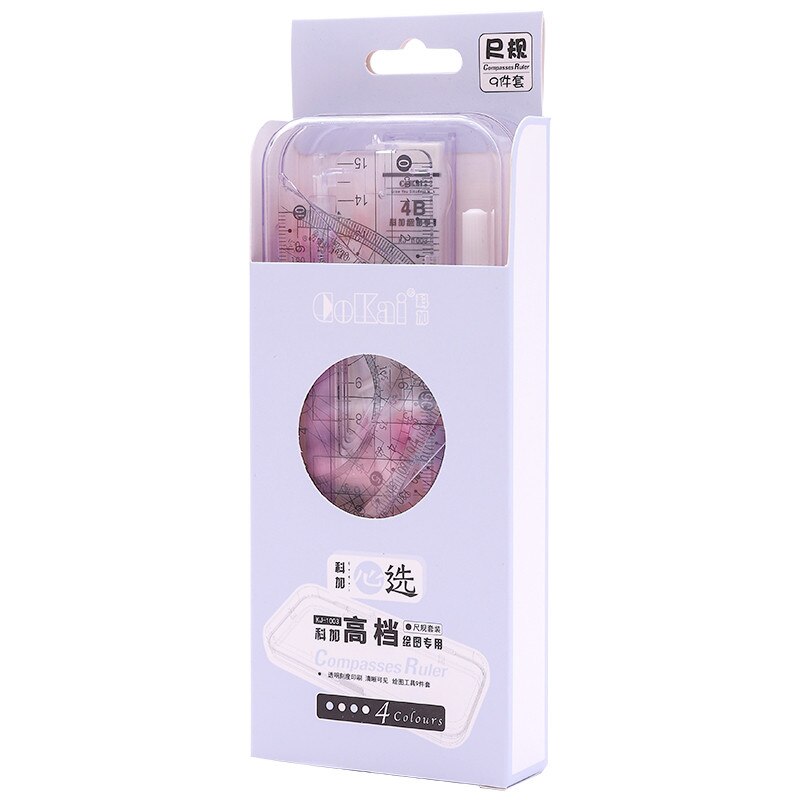 9pcs/set Drawing Compasses Drafting Straight Ruler Test Protractor Compass Tool Math Geometry Set Painting Tool