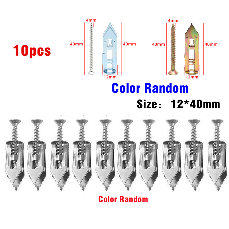 10/20Pcs Self Drilling Anchors Screws Self-Tapping Expansion Screw Drywall Anchor Kits Suitable for Gypsum Board Plasterboard: 12X40mm  10PCS