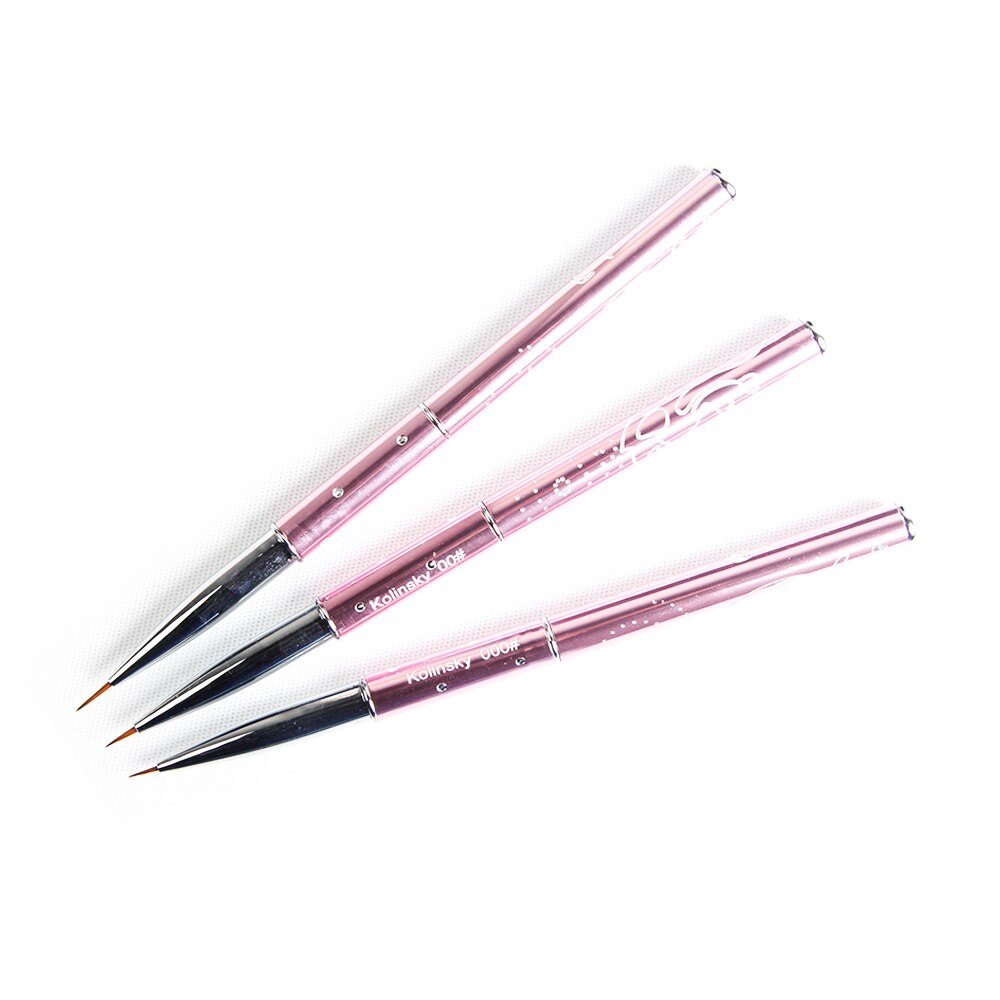 ANGNYA 1Stck Professionelle Nagel Kunst Pinsel Rosa Geschnitzte Nagel Kunst Liner 3D Malerei Pinsel Reine Kolinsky Haar UV Gel pinsel Manikübetreffend