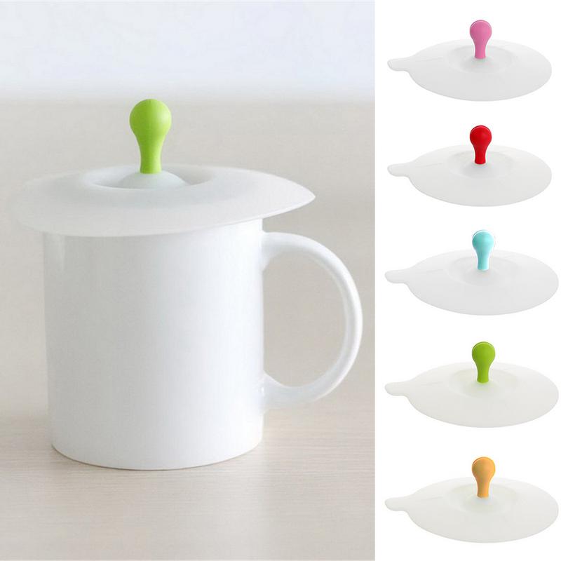 Tapas de silicona para tazas con soporte para la cuchara