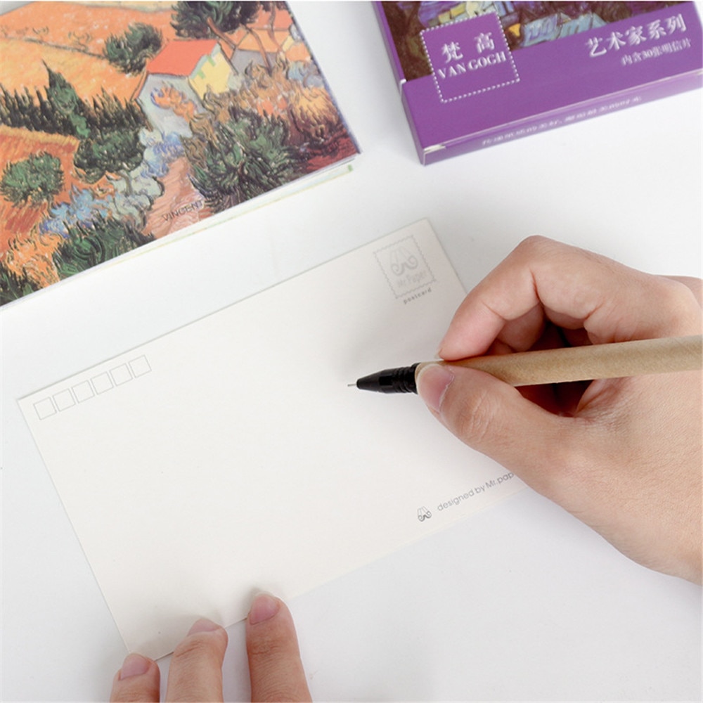 30pcs Vintage Oil Painting Greeting Card Card Message Note Letter Paper Mini Postcard Birthday Letter Paper Set Envelope