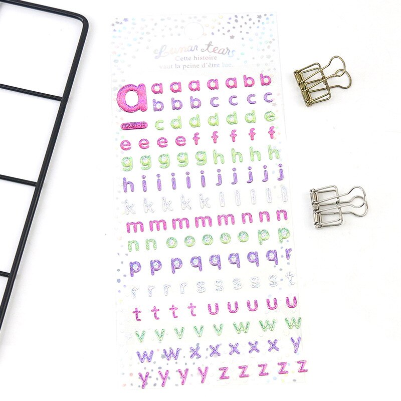 Kristall drei-dimensional kleber transparent aufkleber Blitz-nette Digital Englisch frische Hand buch dekoration aufkleber: Kristall Englisch-01