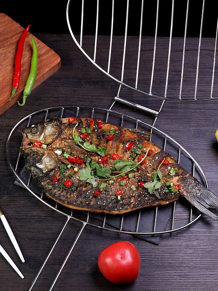 Grilled Fish Clip Stainless Steel Grilled Fish Rack Grilled Fish Mesh Clip Barbecue Wire Plywood round Barbecue Tools Commercial