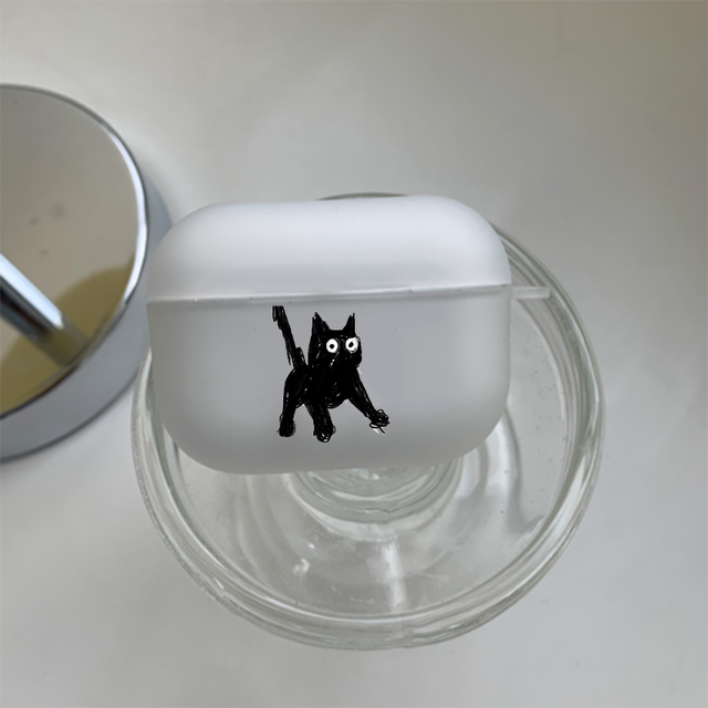 Grappige Cartoon Zwarte Kat Clear Oortelefoon Case Voor Apple AirPods 4 3e 2 Pro2 Transparante Cover Voor Airpod 1 3 Beschermende Box Shell: 3XS / Kaki