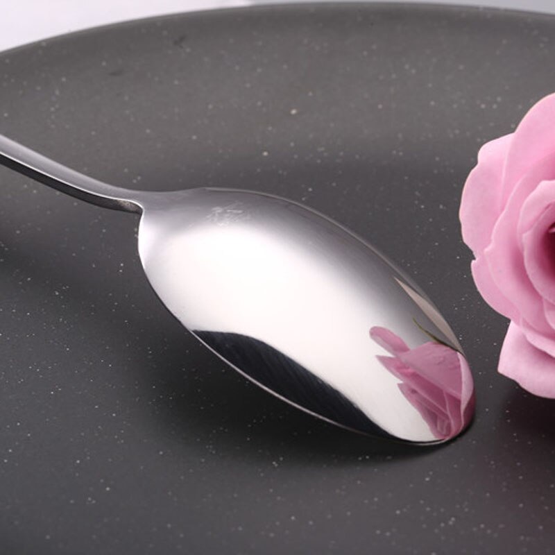 5PCS/Set Stainless Steel Spoons Mixing Scoops Coffee Stirring Spoon Buffet Serving Dessert Spoon Tableware Dinnerware Teaspoons