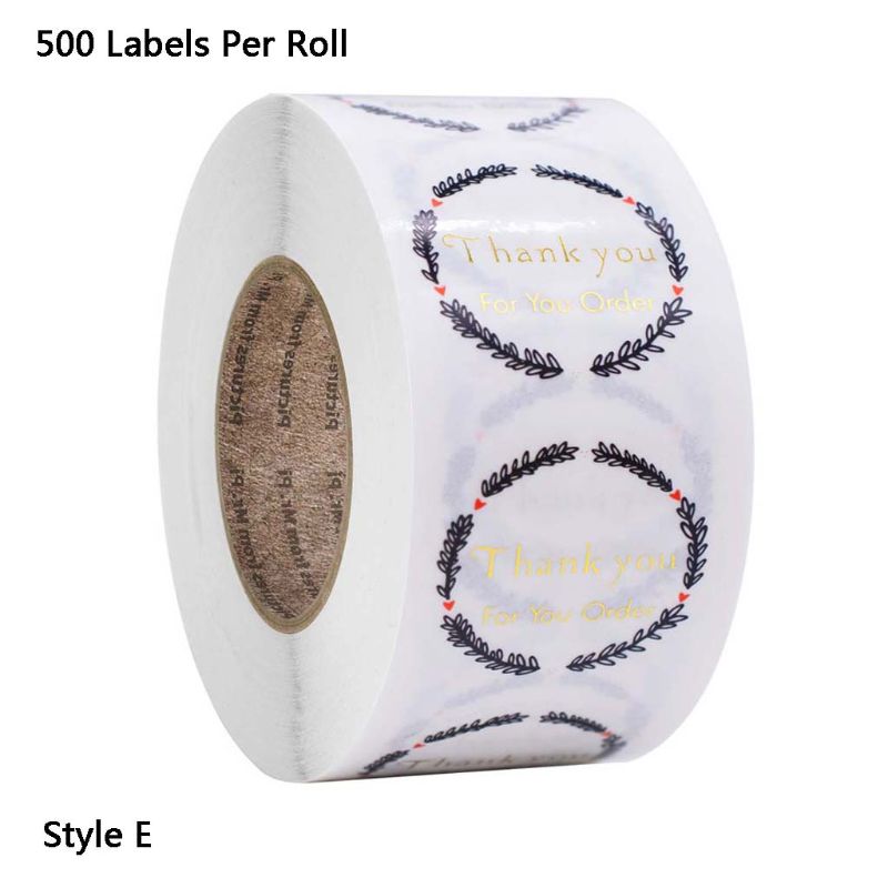500 Uds./rollo redondo transparente gracias por su pedido Paquete de pegatinas sello etiqueta hecho a mano tarjeta Scrapbooking Decoración: 5AC703779-E