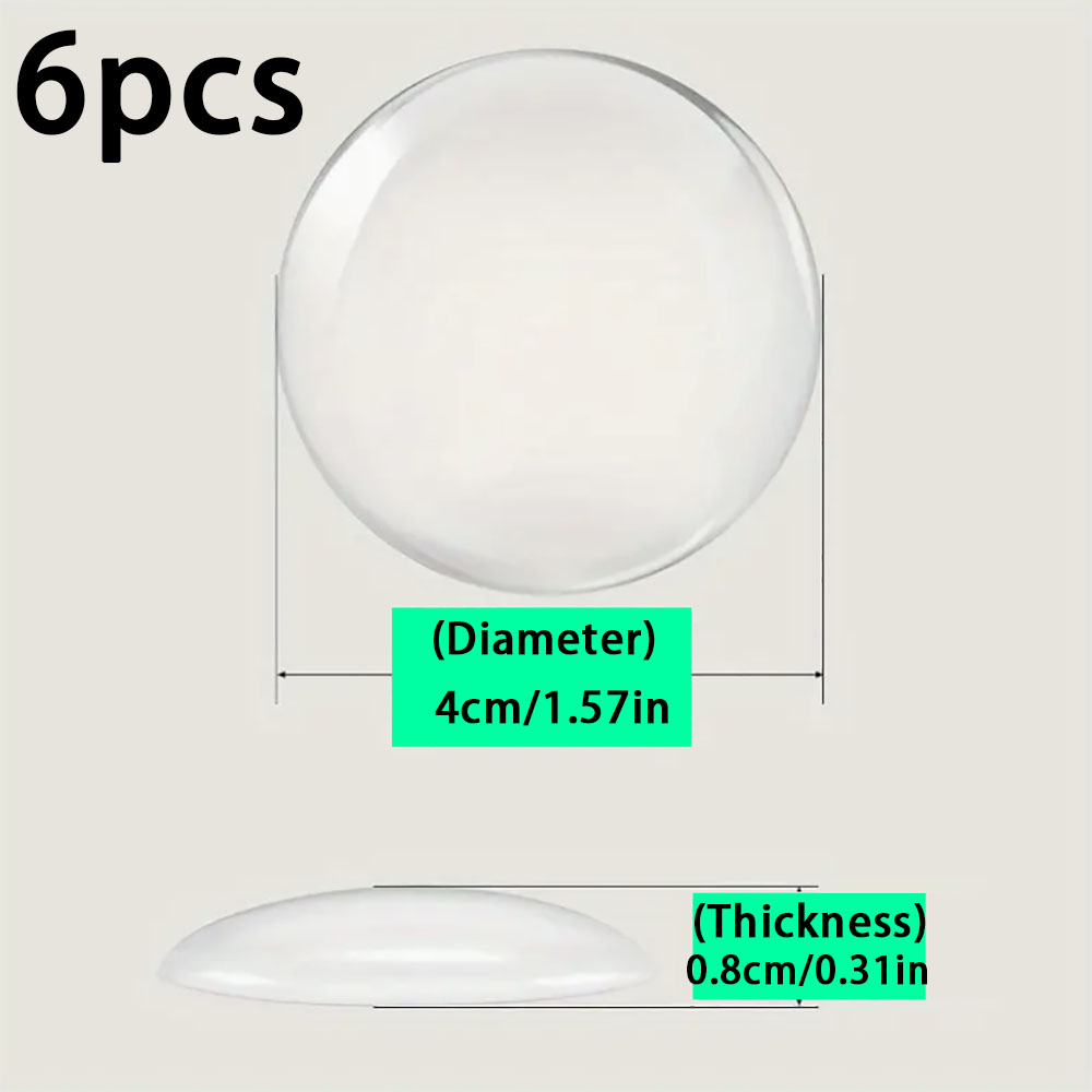 6 stuks siliconen deurstopper stickers, geluidsdempende anti-schok demper, muurbeschermer, zelfklevende deurstopper, handbeschermer.: Wit