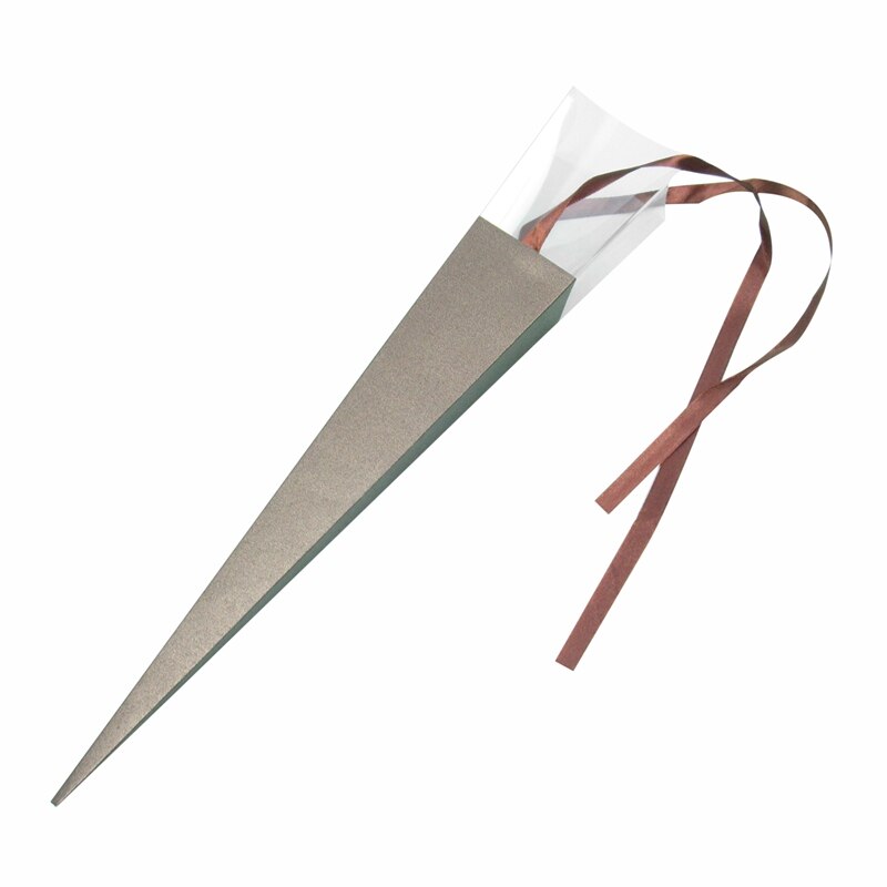 25Pcs Exquisite Flower Box Packing List Rose Holder PVC Triple-cornered Box with Ribbon Florist Supplies