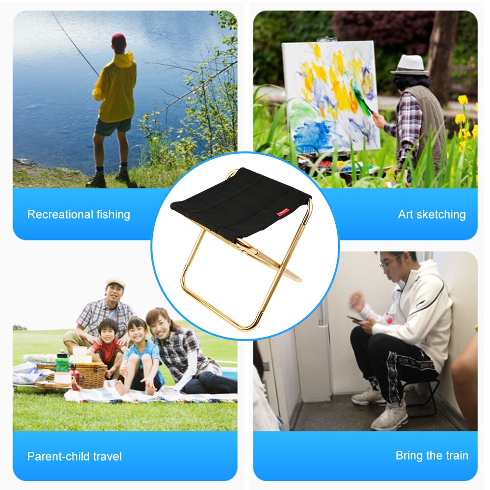 sfit Outdoor Foldable Fishing Chair Ultra Light Weight Portable Folding Camping Aluminum Alloy Picnic Fishing Chair with Bag&