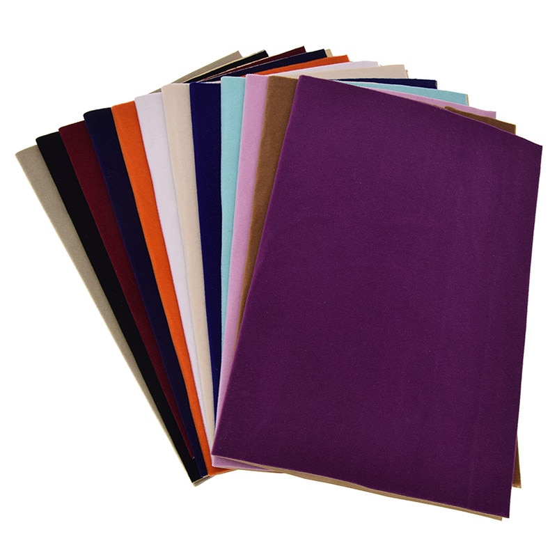Tissu adhésif en velours A4 | Tissu floqué pour chaussures, bricolage, accessoires pour vêtements de couture faits main