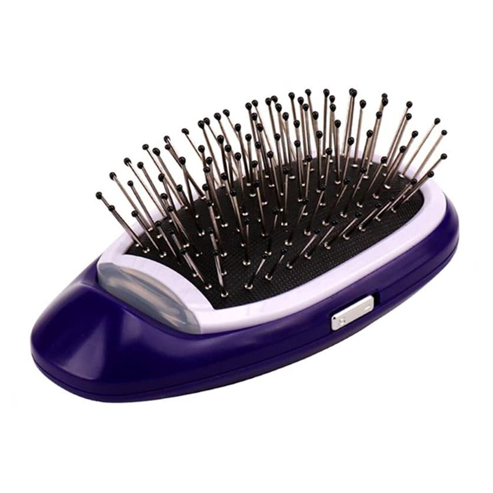 Cepillo de pelo de masaje eléctrico pequeño peine de iones negativos, peine iónico para el pelo, cepillo de pelo antiestático para niñas: Blue