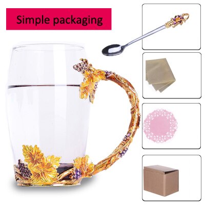 Nyhed emalje kaffekop krus blomster te glas kopper til og kolde drikke mælkelegering håndgreb kopper og krus: M -4