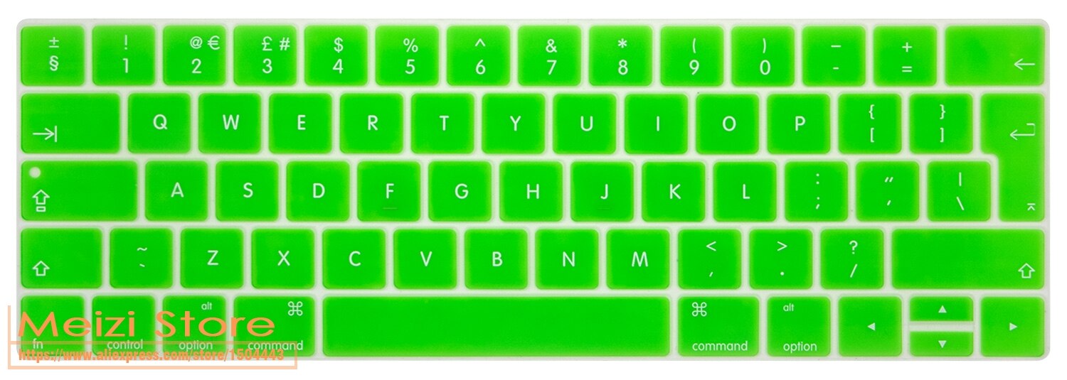 Silicone Laptop Keyboard Cover for Macbook Pro 13/15 Inch Touchbar EU Version A1706 A1707: Green
