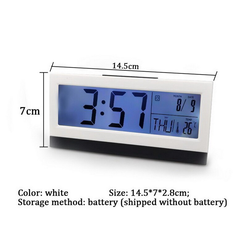 1pc Desk Digital Alarm Clock Time Temperature Date Humidity Display Night Light Perpetual Calendar Backlight Display: 1