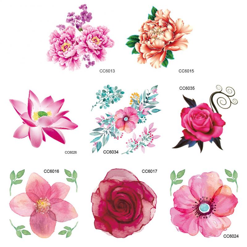8 Colors Face-stick Arm Beautiful Flower Temporary Tattoo Waterproof Environmental Tattoo Stickers Body Art Tatoo Paper