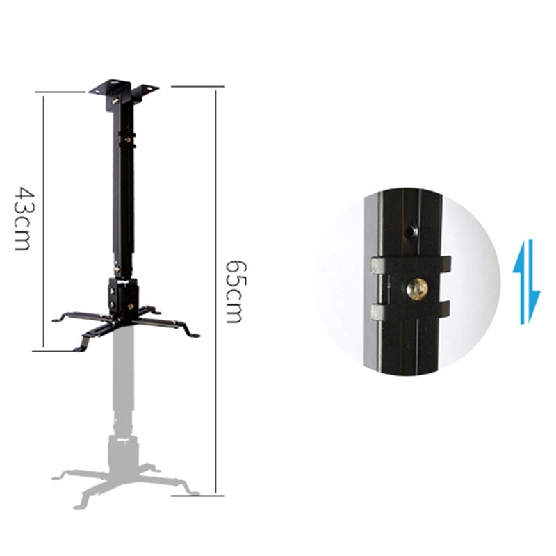 Black Universal Projector Stand Telescopic Adjustable Ceiling Ceiling Wall Mount