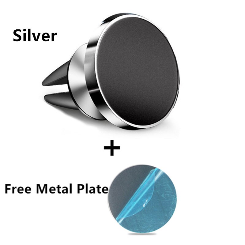 Suporte magnético automotivo para celular, suporte magnético para ventilação, para iphone x, 11, 8, 7, xiaomi, samsung, 360 suporte para celular: Air Vent Silver