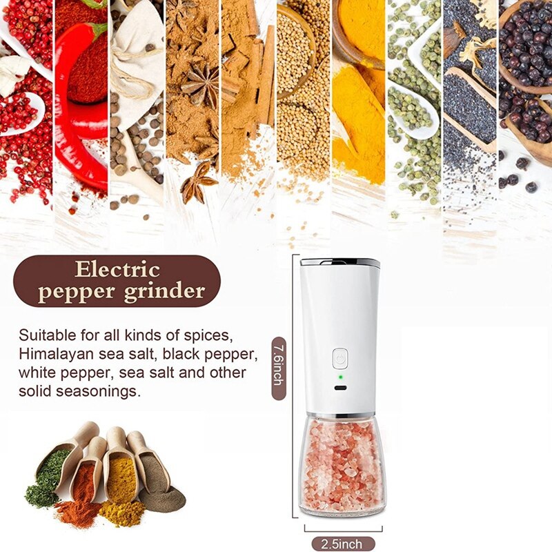 ! Electric Pepper Grinder, USB Rechargeable Gravity Salt And Pepper Grinder, High Capacity Adjustable Coarseness