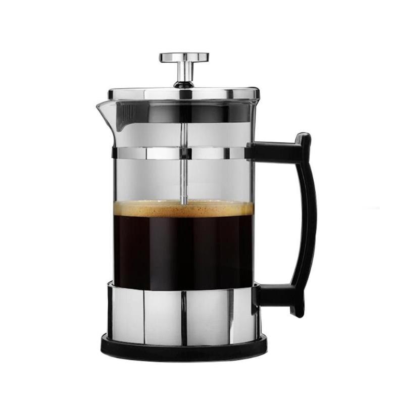 Ruostumaton teräs lasi teekannu kahvila ranskalainen kahvi tee perkolaattori suodatinpuristin mäntä manuaalinen kahvi espressokeitin kannu 350ml: 10 x 8 x 17cm