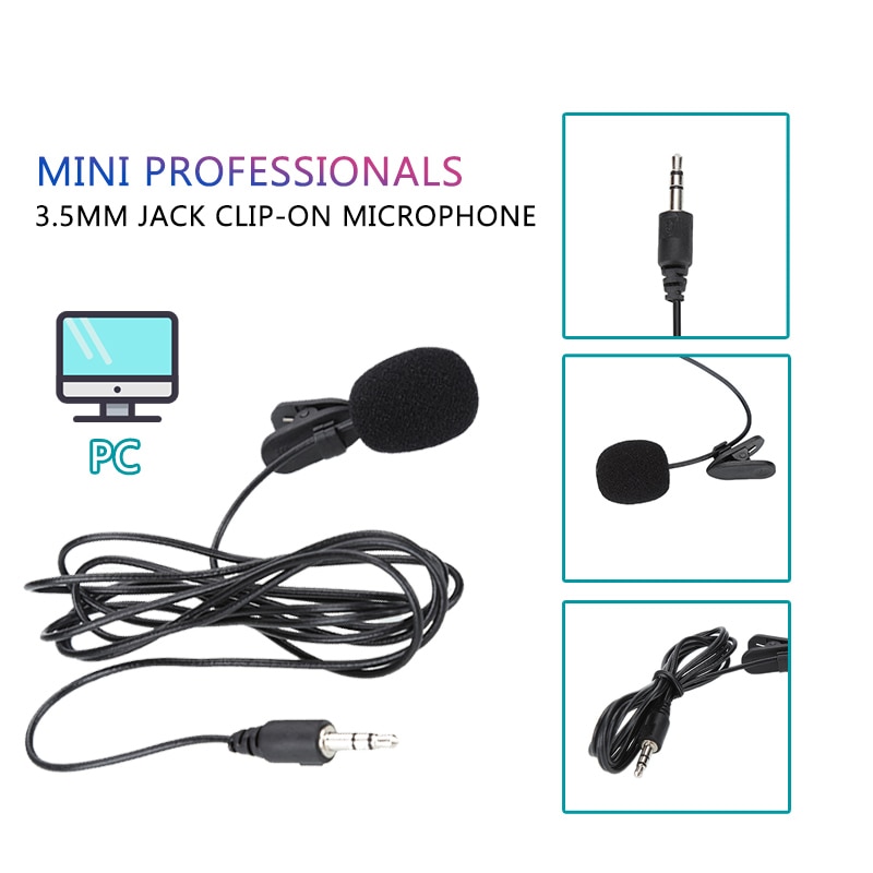 Mini professionals 3.5mm jack clip-on revers mikrofon mini mic til pc bærbar højtaler