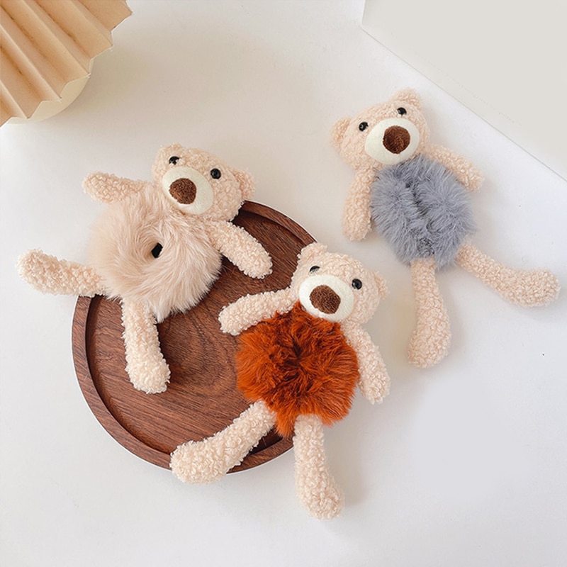 1/2 st. fina hårsnoddar för flickor sött björnhårband imitation av kaninpäls hårrep mjukt varmt gummiband fina håraccessoarer