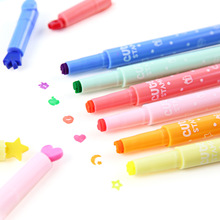 6 stks/partij Snoep Kleur Kawaii Markeerstiften Inkten Stempel Pen Markeerstift Rotuladores Highlighter Pen School Briefpapier