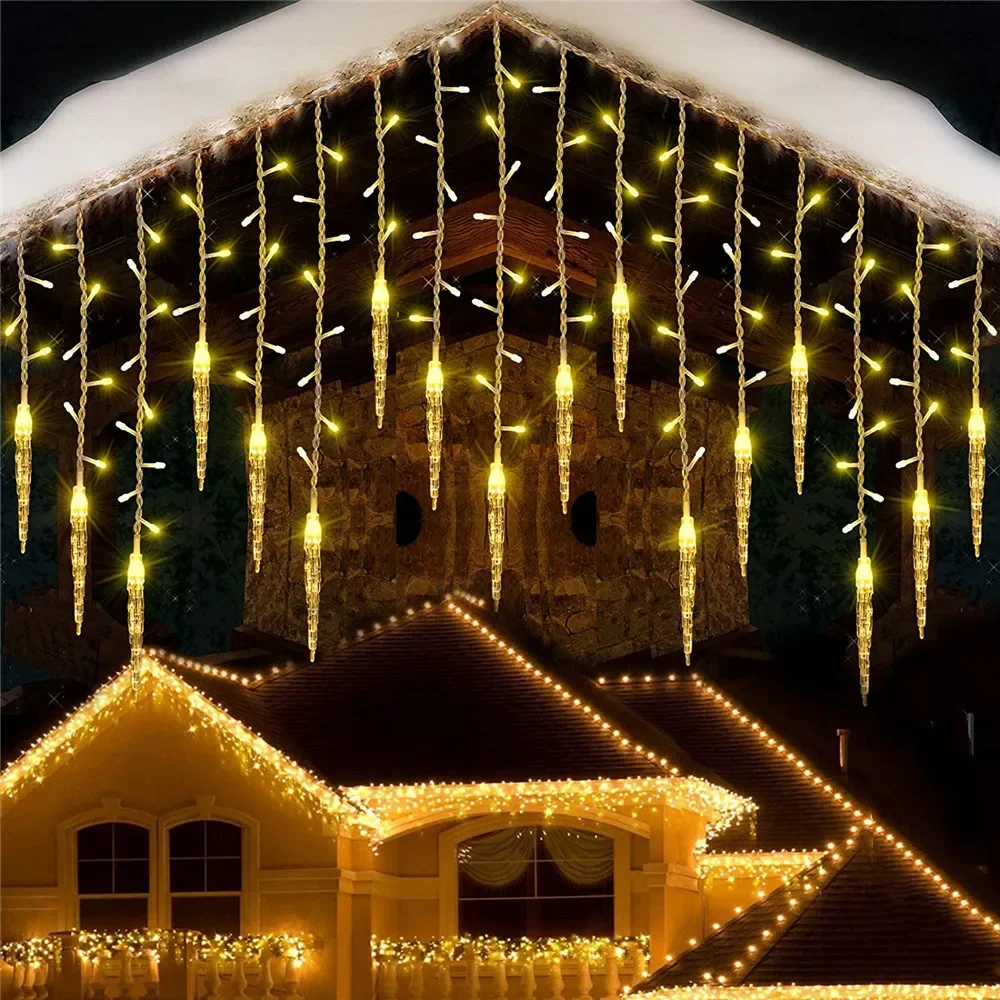 Guirlande de rue feston d'hiver rideau lumineux Led guirlandes de glaçons pour le nouvel an tombant 0.3M 0.4M 0.5M pour les décorations de noël 2024: Bleu / 6-10W
