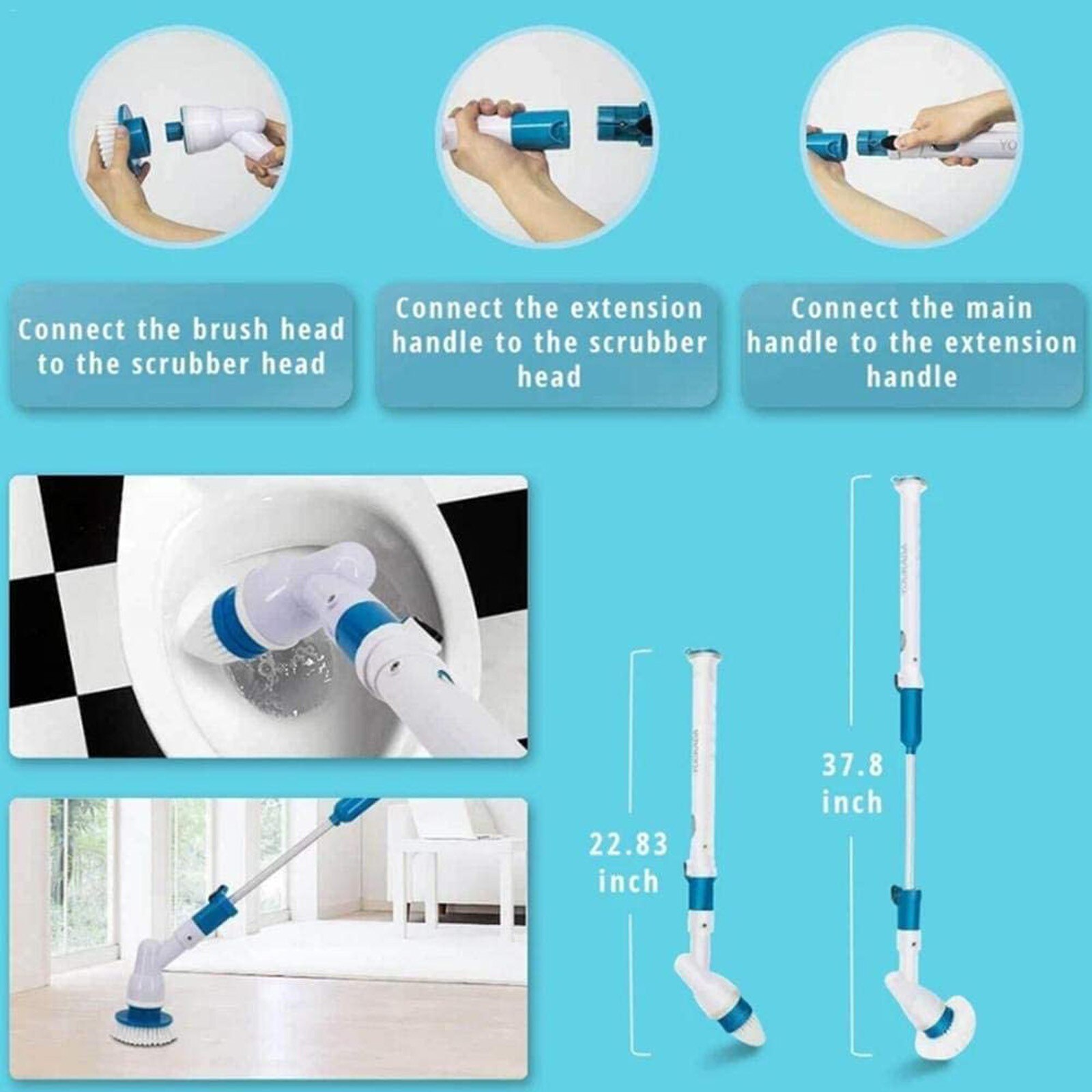 Roterende Elektrische Spin Scrubber Turbo Roterende Draadloze Oplaadbare Telescopische Reinigingsborstel Uitbreiding Handvat Adaptieve Borstel Bad