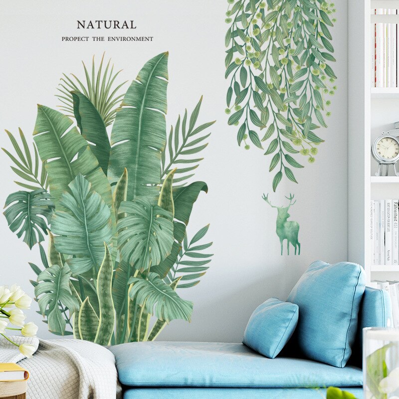 Verwijderbare Nordic Stijl Banaan Blad Muurstickers Voor Woonkamer Slaapkamer Keuken Kinderkamer Muurstickers Sofa Muurschilderingen Home Decor