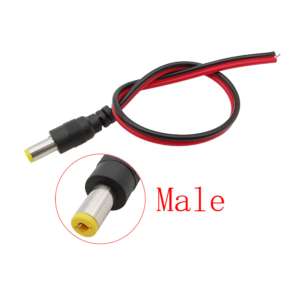 Conector de Cable flexible de alimentación CC de 5,5x2,1mm, 25CM, 12V, 5,5x2,1mm, enchufe macho CC y adaptador de Cable hembra para cámara de seguridad CCTV