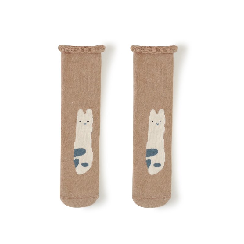 Toddle Baby Cute Stockings Simple Cartoon Image Cute Pure Cotton Warm Comfortable Clean Baby Stockings: Brown