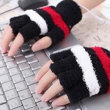 USB Heating Winter Hand Warm Gloves Heated Fingerless Warmer Mitten