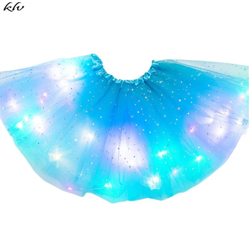 Kids Meisjes Led Light Up Glitter Ster Pailletten Ballet Dans Tule Tutu Rok 3-12T: AN